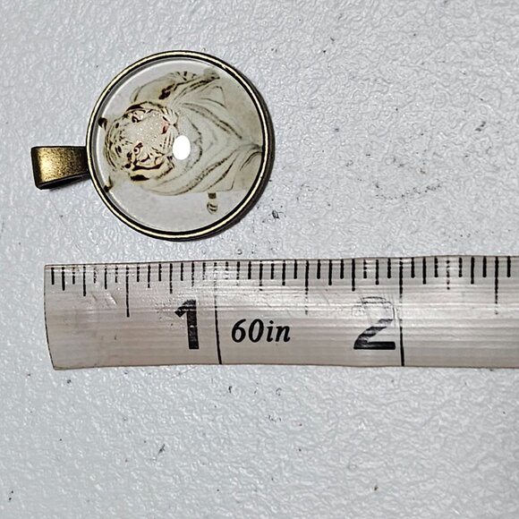 White Tiger Pendant Necklace Charm Glass Dome Antique Bronze Finish DIY Jewelry - Picture 4 of 4